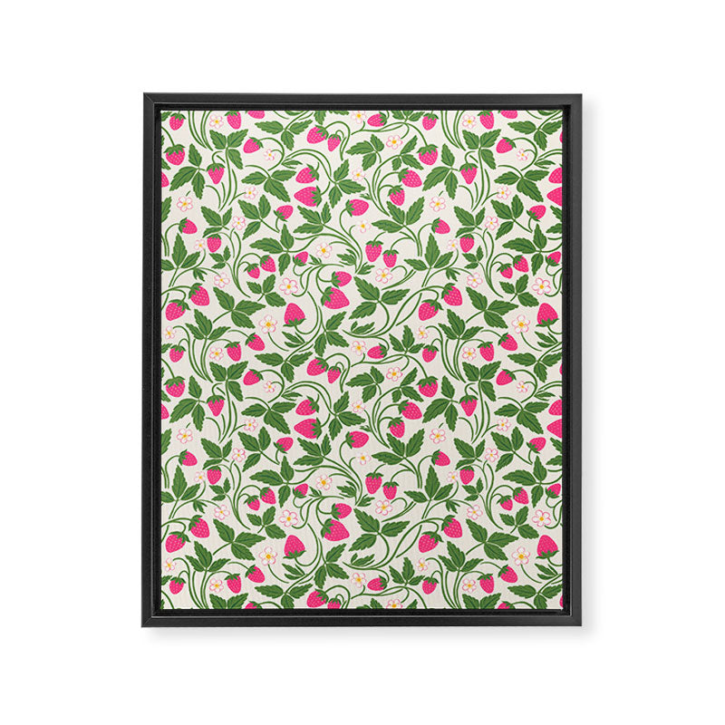 Strawberries - pink and green on alabaster Framed Canvas Print Gallery Image 8