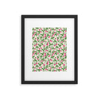 Strawberries - pink and green on alabaster Framed Art Print Gallery Image 6