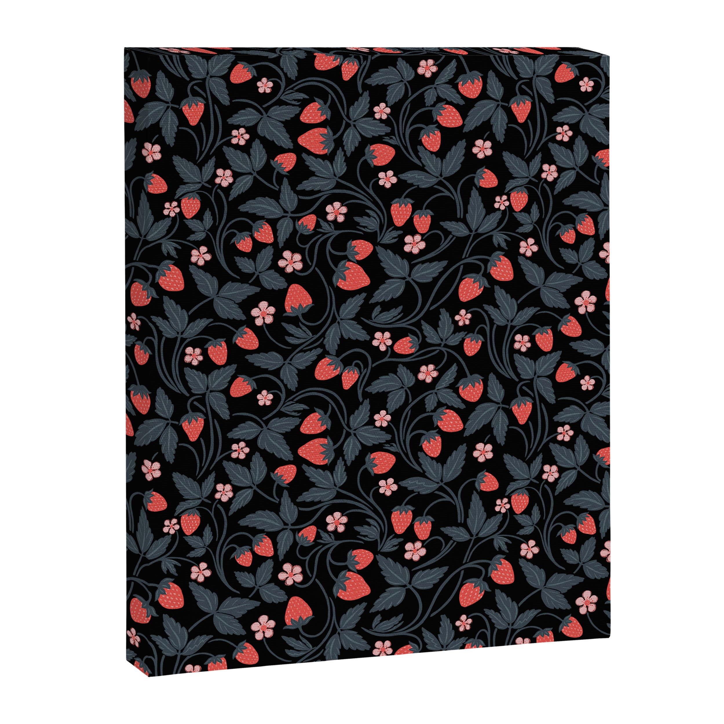 Strawberries - red and slate on black Canvas Print Gallery Image 8