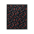 Strawberries - red and slate on black Framed Canvas Print Gallery Image 8