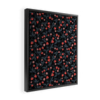 Strawberries - red and slate on black Framed Canvas Print Gallery Image 2
