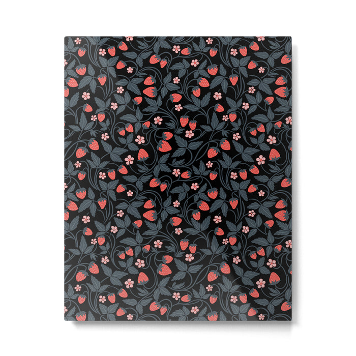 Strawberries - red and slate on black Metal Print Gallery Image 1
