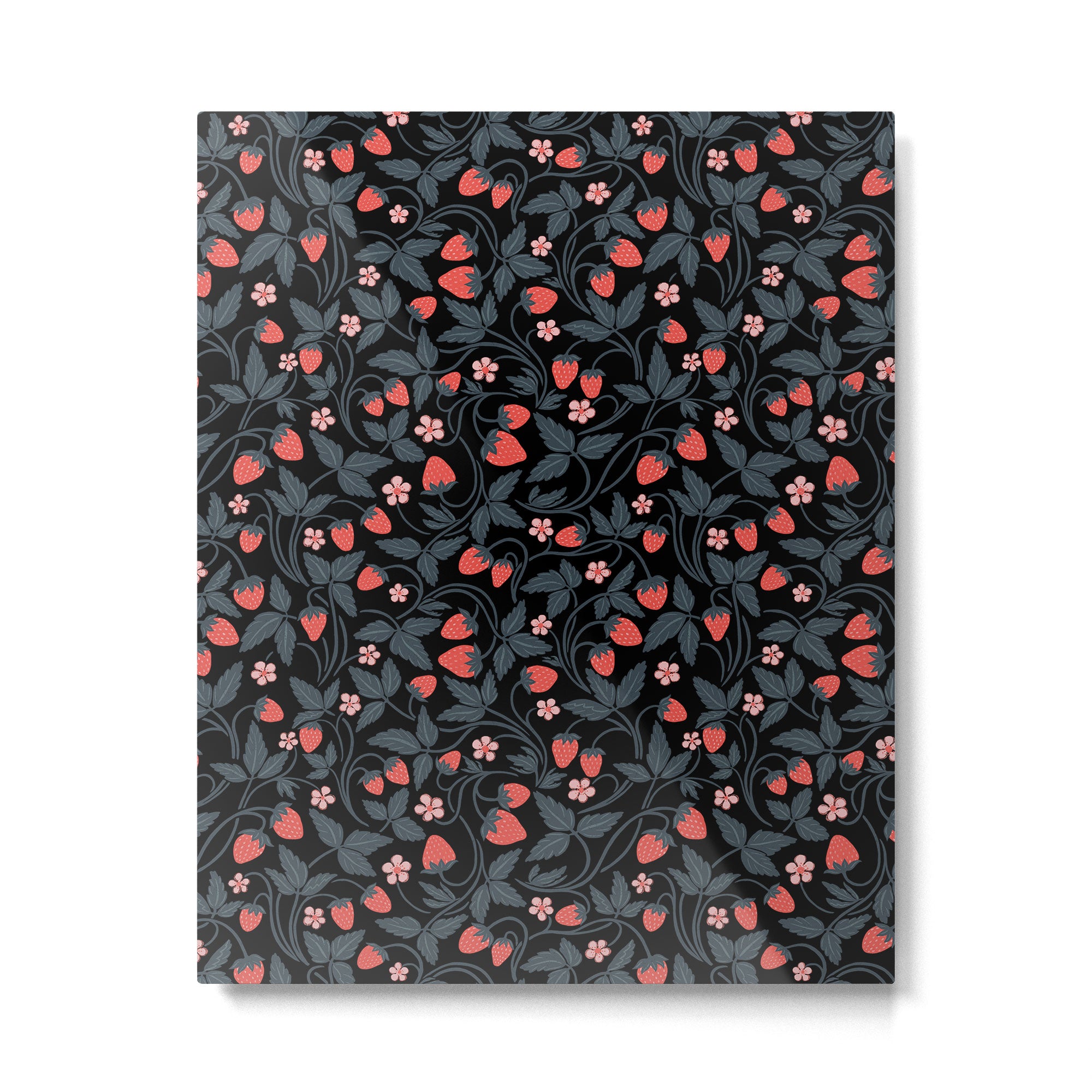 Strawberries - red and slate on black Metal Print Gallery Image 6