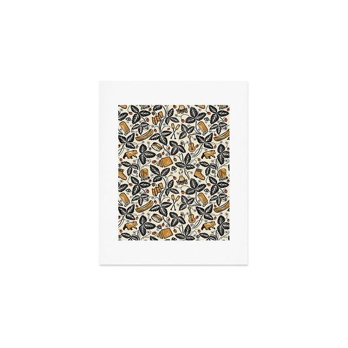 Summer Camping - Black, cream, and gold Art Print Gallery Image 1