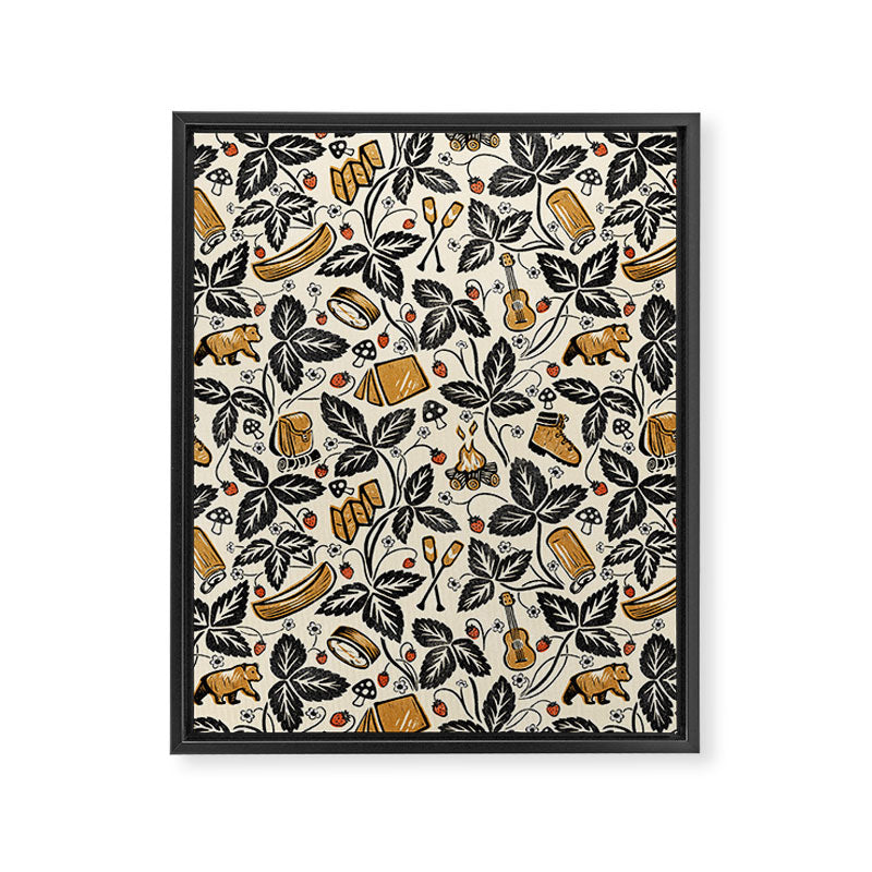 Summer Camping - Black, cream, and gold Framed Canvas Print Gallery Image 8