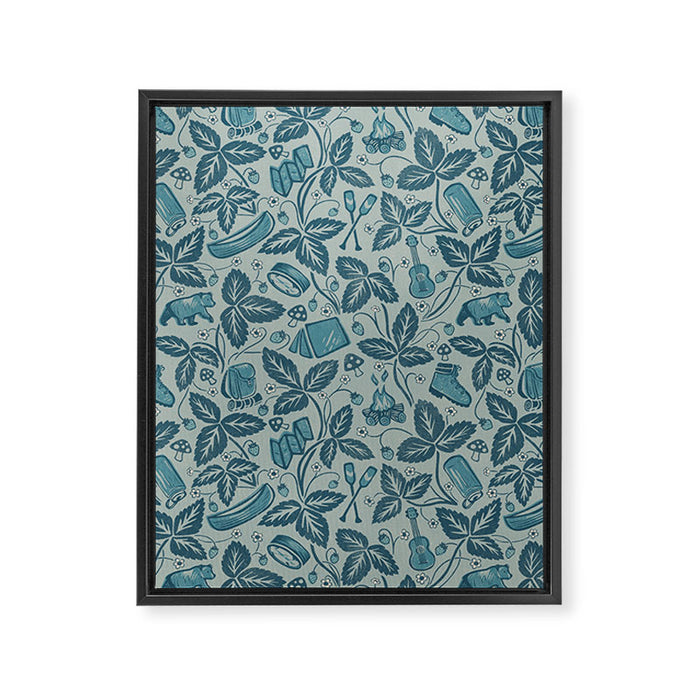 Summer Camping - blue Framed Canvas Print Gallery Image 1