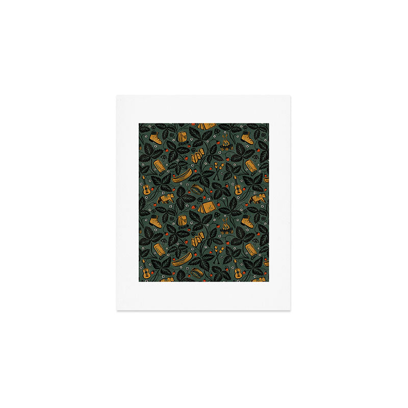 Summer Camping - Forest Green Art Print Gallery Image 1