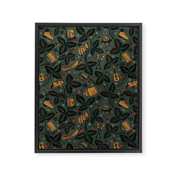 Summer Camping - Forest Green Framed Canvas Print Gallery Image 1