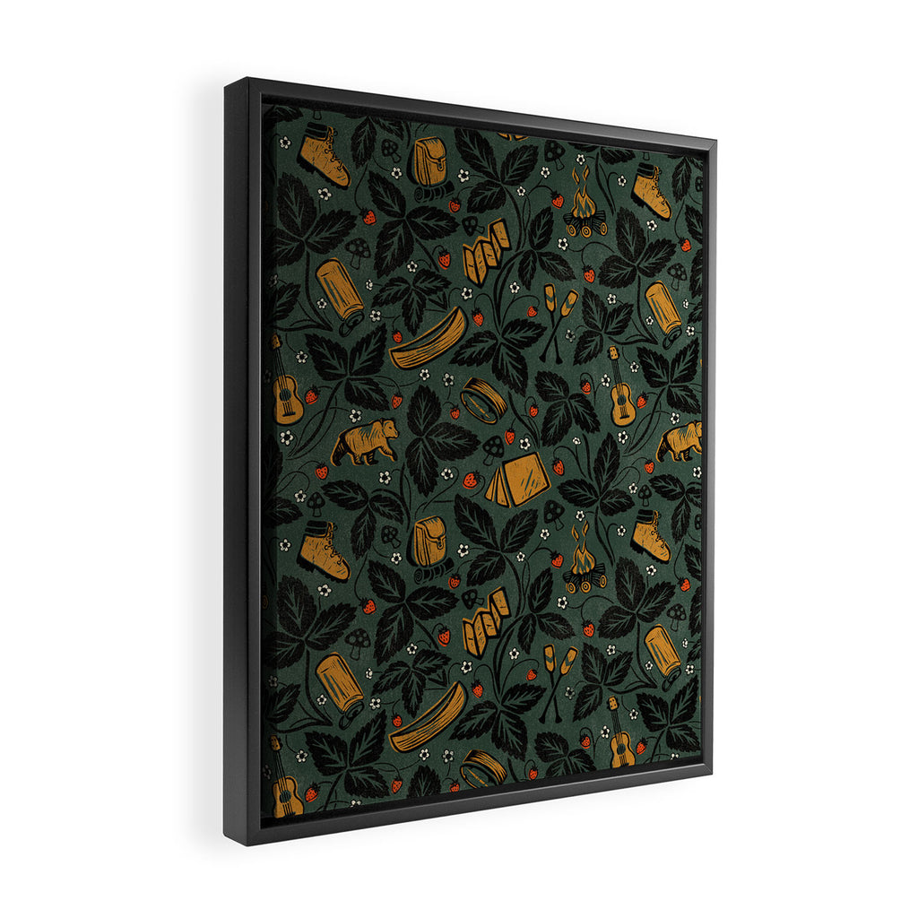 Summer Camping - Forest Green Framed Canvas Print Gallery Image 2