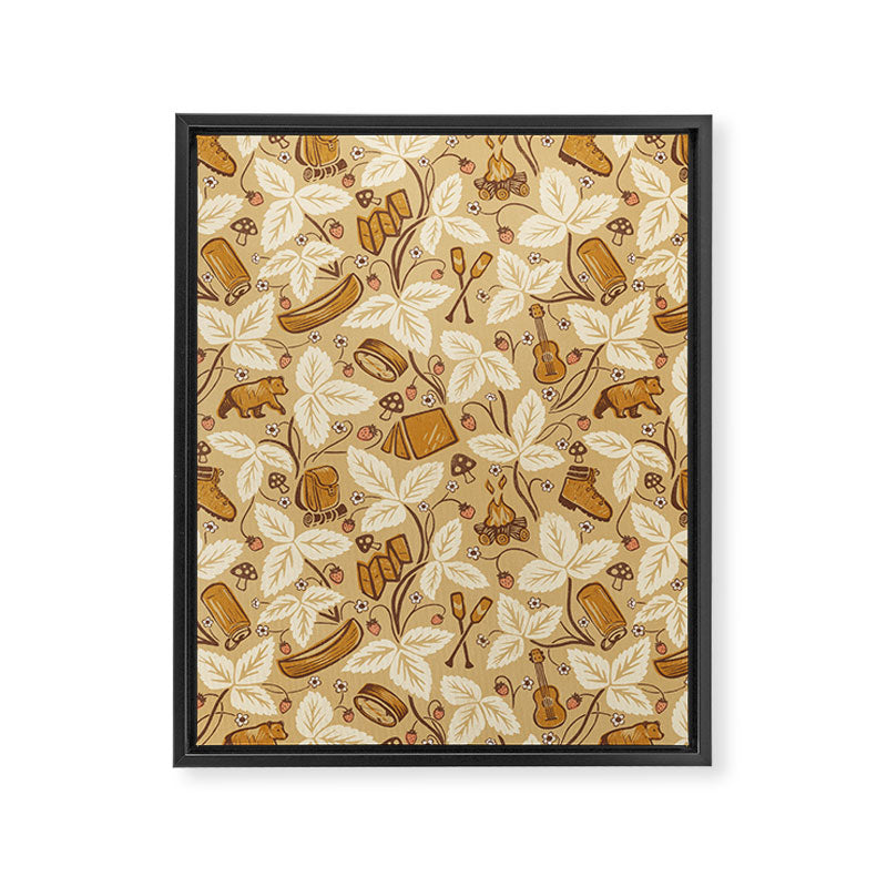 Summer Camping - Gold and cream Framed Canvas Print Gallery Image 8