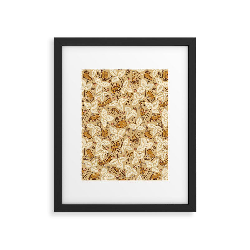 Summer Camping - Gold and cream Framed Art Print Gallery Image 6