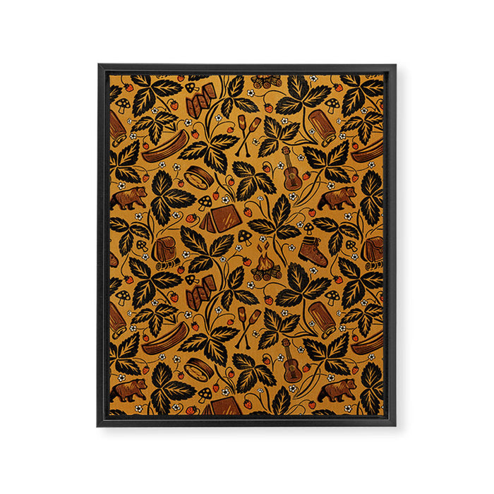 Summer Camping - Golden Framed Canvas Print Gallery Image 1