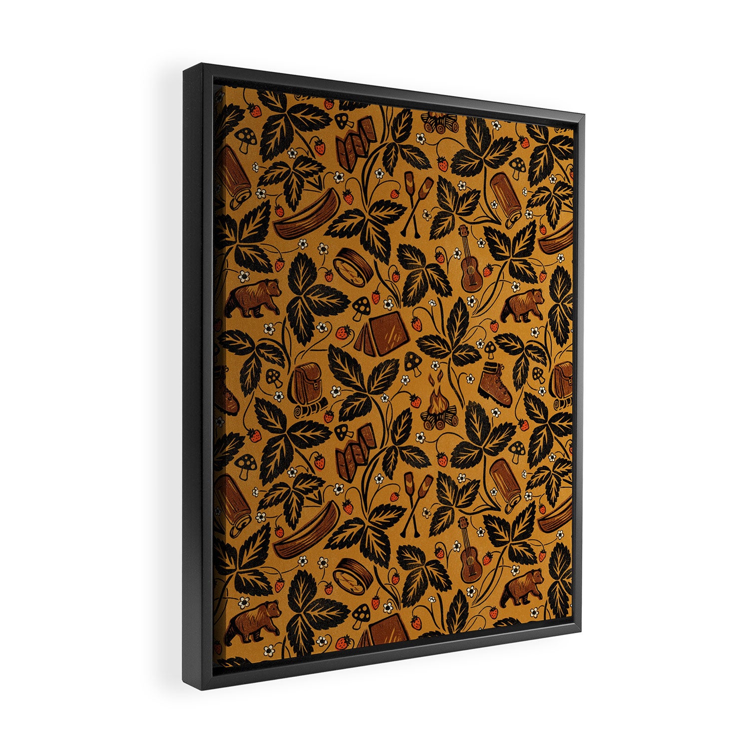 Summer Camping - Golden Framed Canvas Print Gallery Image 2