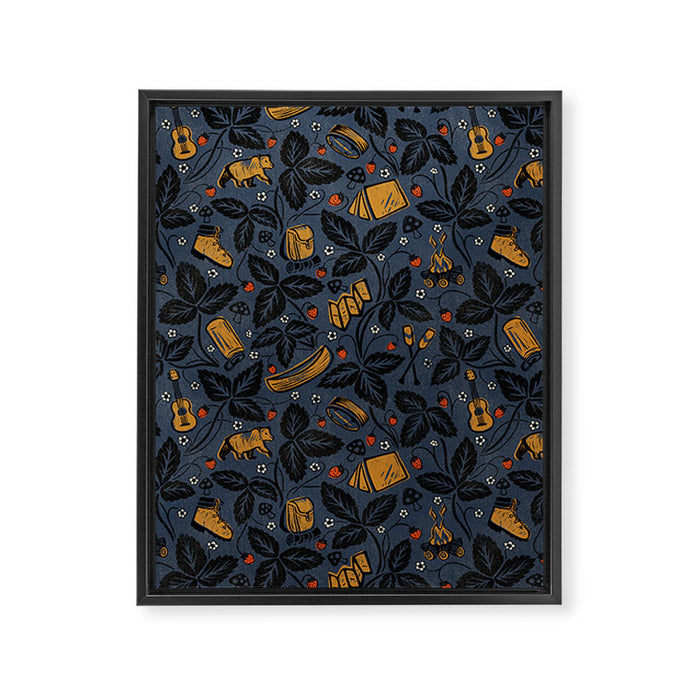 Summer Camping - Midnight Blue Framed Canvas Print Gallery Image 1