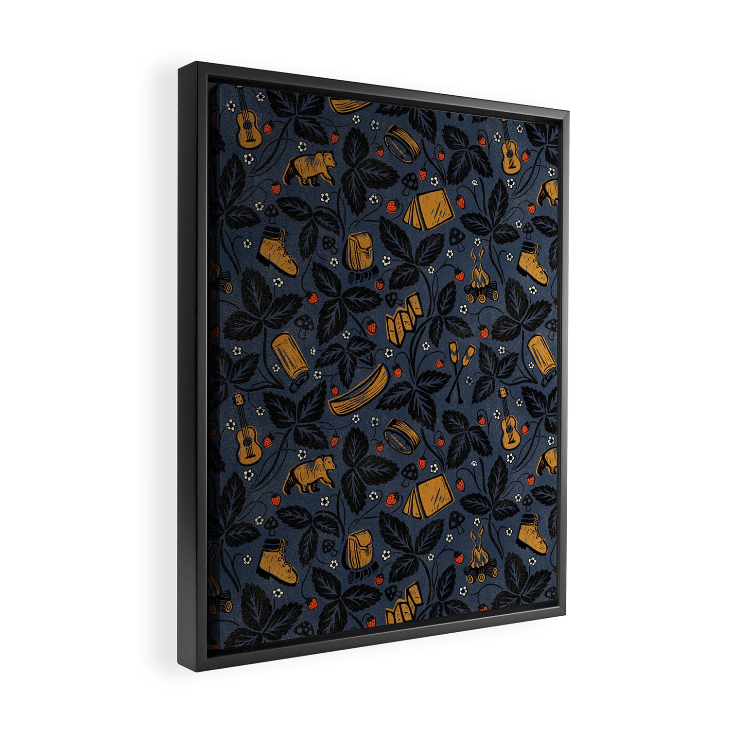 Summer Camping - Midnight Blue Framed Canvas Print Gallery Image 2