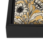 Sunflowers - black and ochre on cream Framed Canvas Print Gallery Image 3