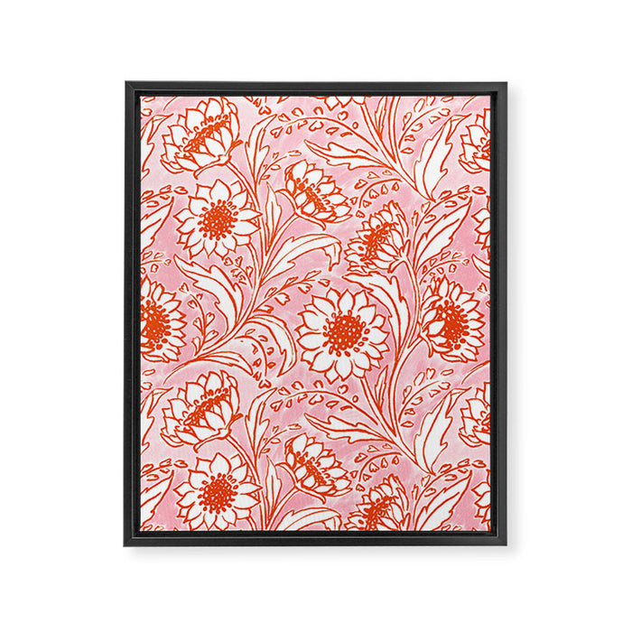 Sunflowers - pink and orange  Framed Canvas Print Gallery Image 1