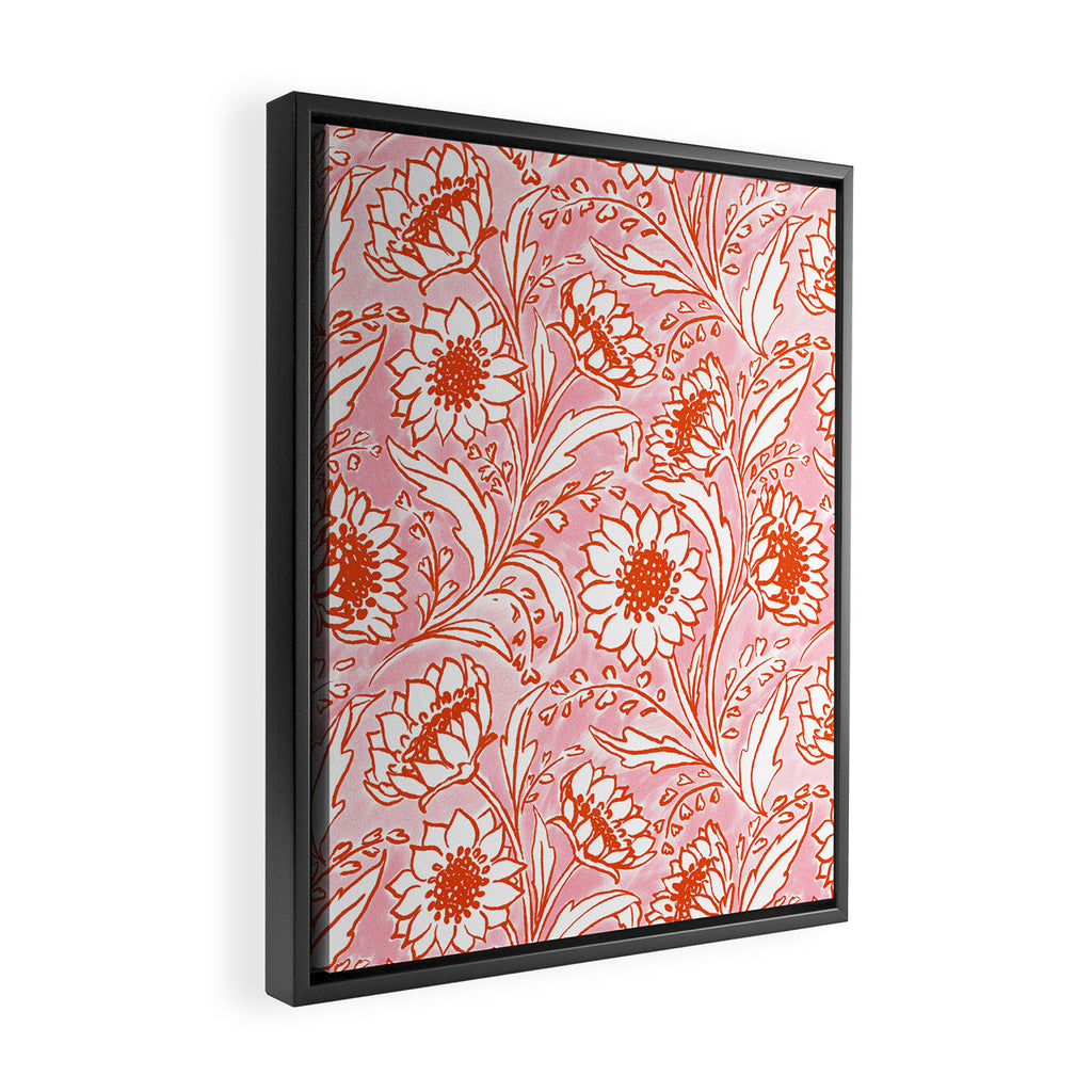 Sunflowers - pink and orange  Framed Canvas Print Gallery Image 2
