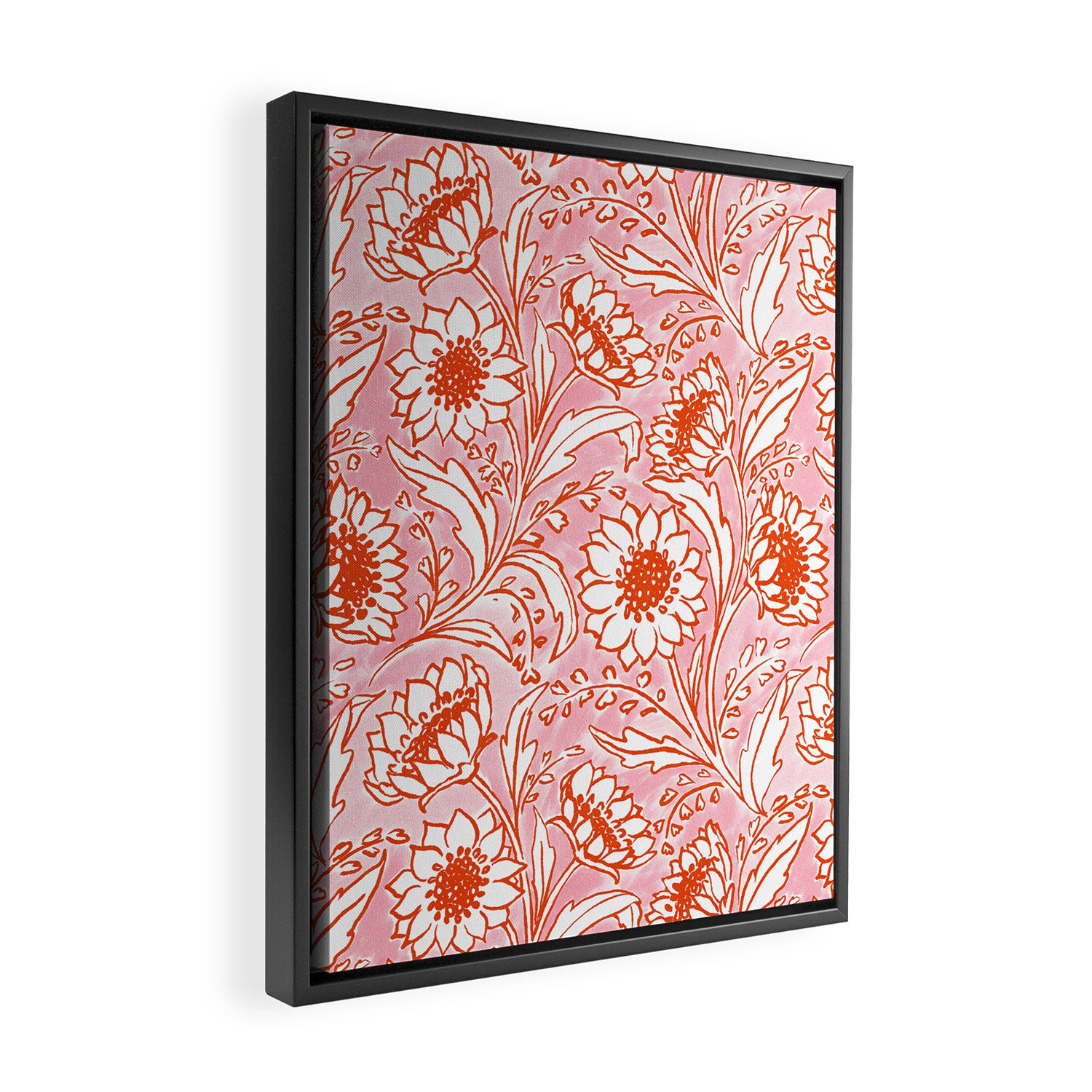 Sunflowers - pink and orange  Framed Canvas Print Gallery Image 2