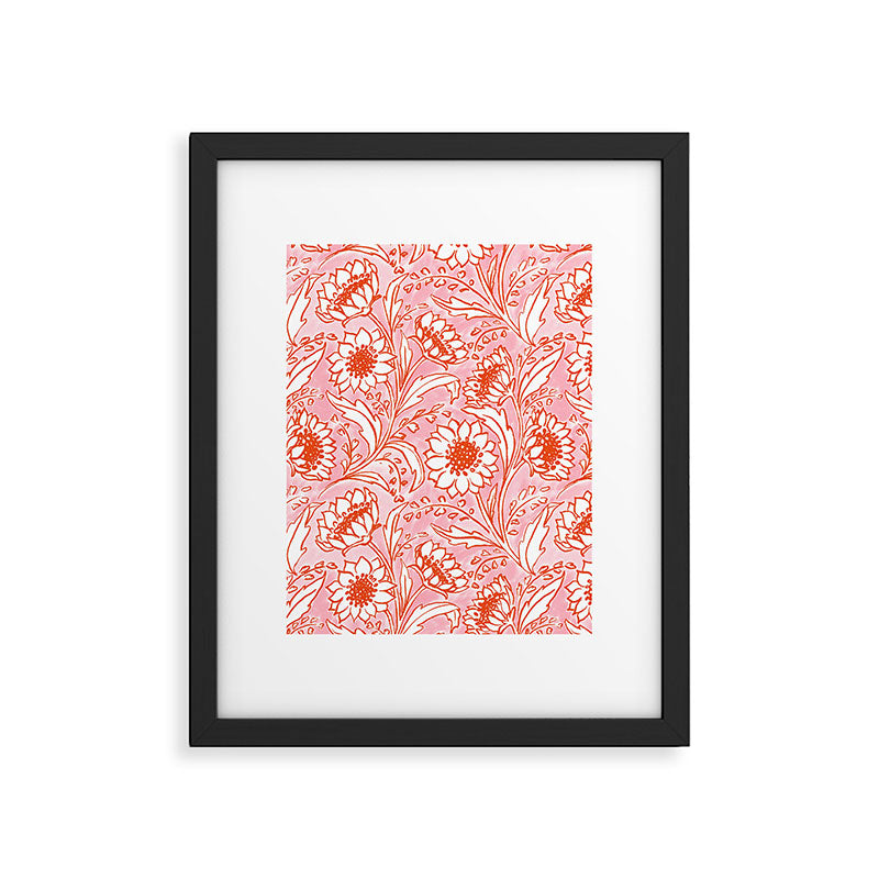 Sunflowers - pink and orange  Framed Art Print Gallery Image 6