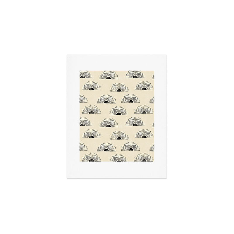 Sunrise - black and cream Art Print Gallery Image 1
