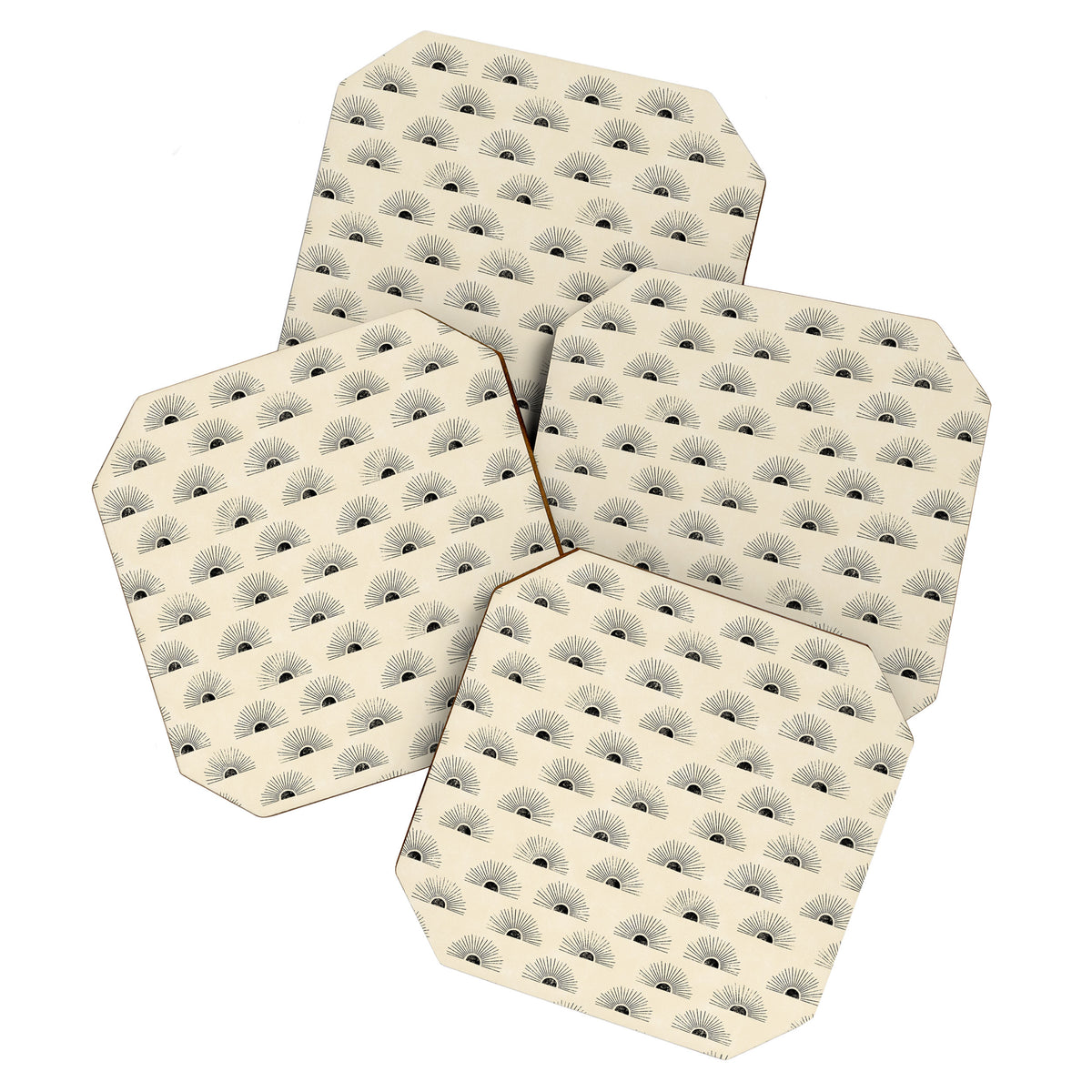 Sunrise - black and cream Coaster Gallery Image 1