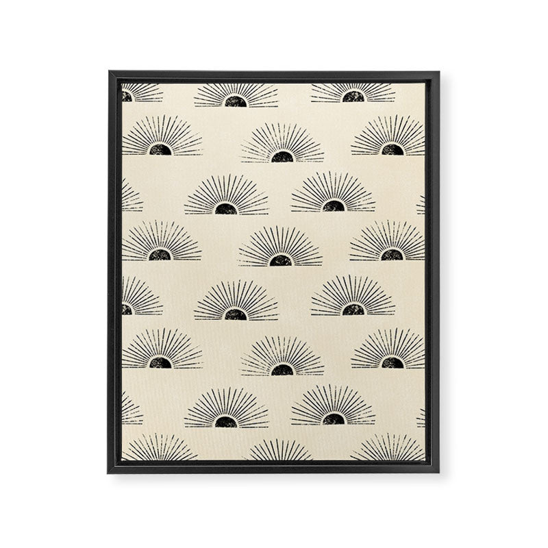 Sunrise - black and cream Framed Canvas Print Gallery Image 8