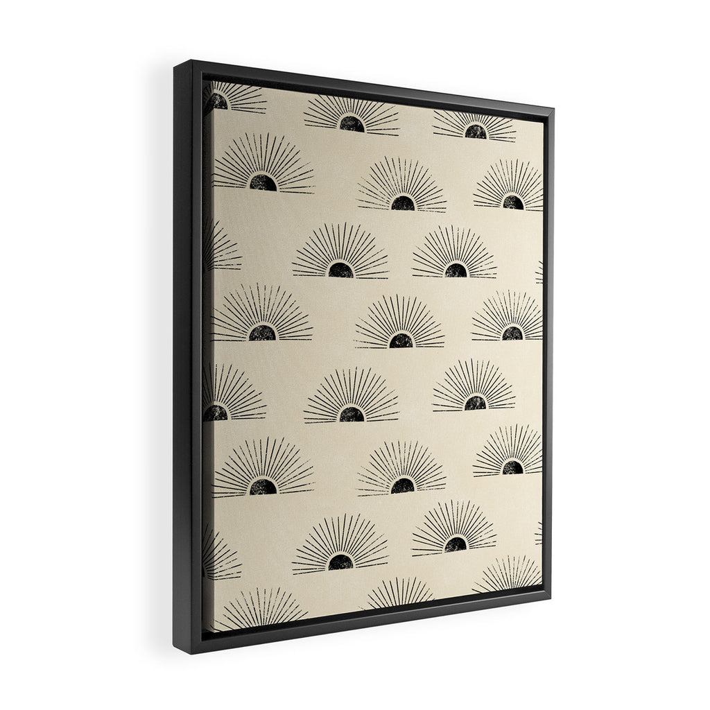 Sunrise - black and cream Framed Canvas Print Gallery Image 2
