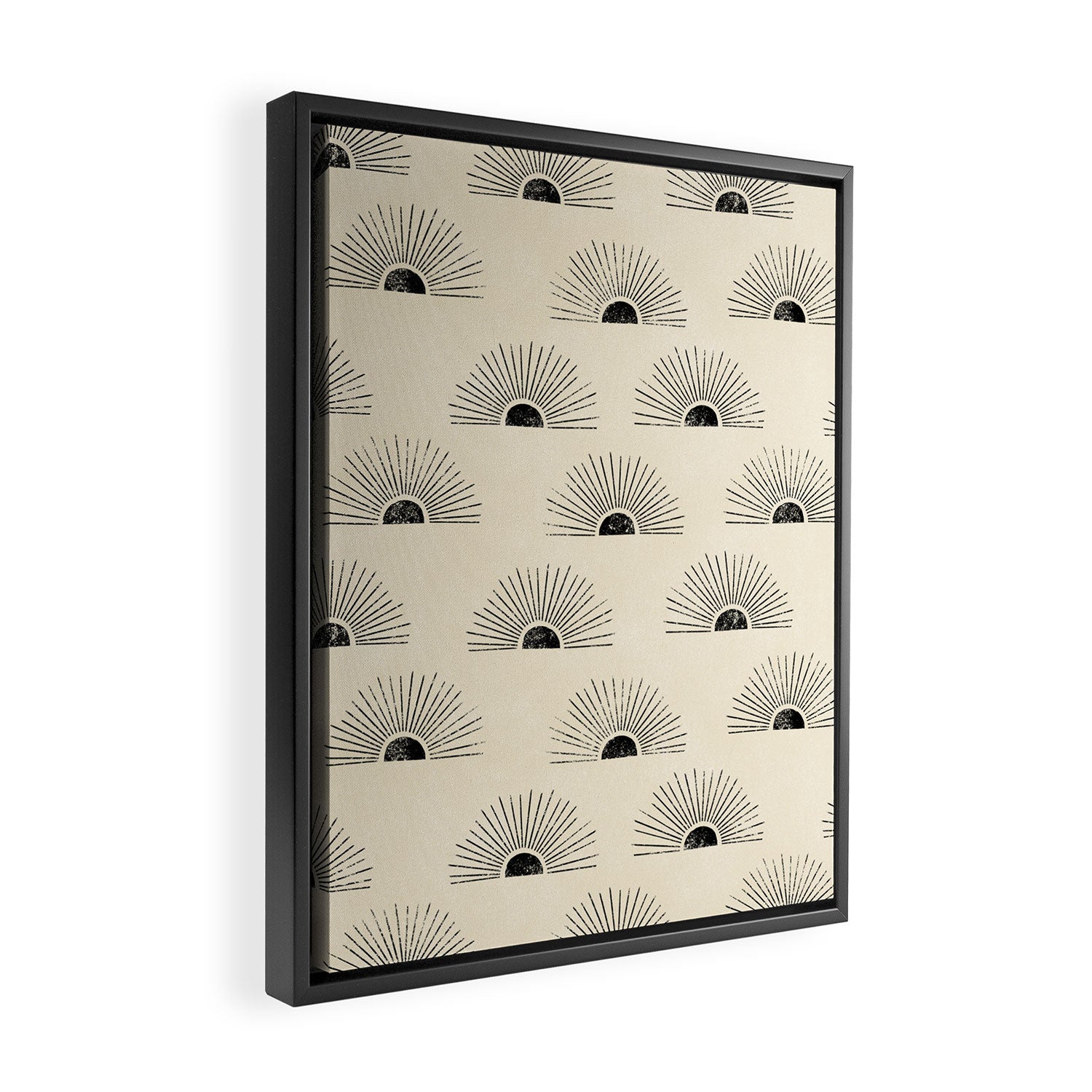 Sunrise - black and cream Framed Canvas Print Gallery Image 2