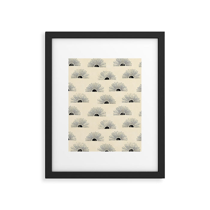 Sunrise - black and cream Framed Art Print Gallery Image 1
