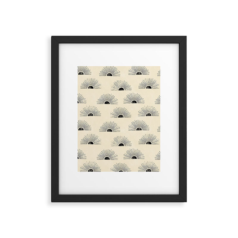 Sunrise - black and cream Framed Art Print Gallery Image 6