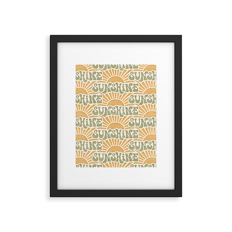 Sunshine - gold and green Framed Art Print Gallery Image 6