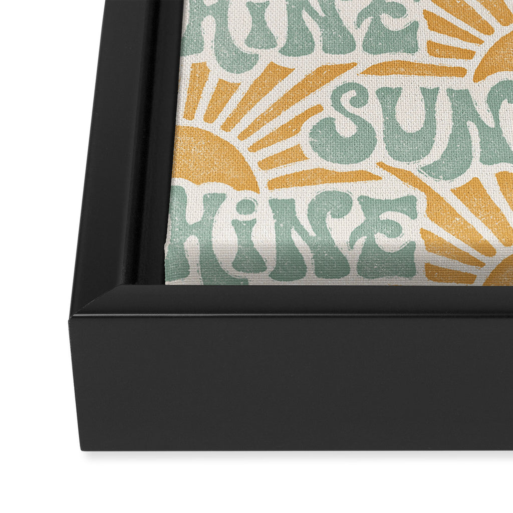 Sunshine - gold and sky blue Framed Canvas Print Gallery Image 3