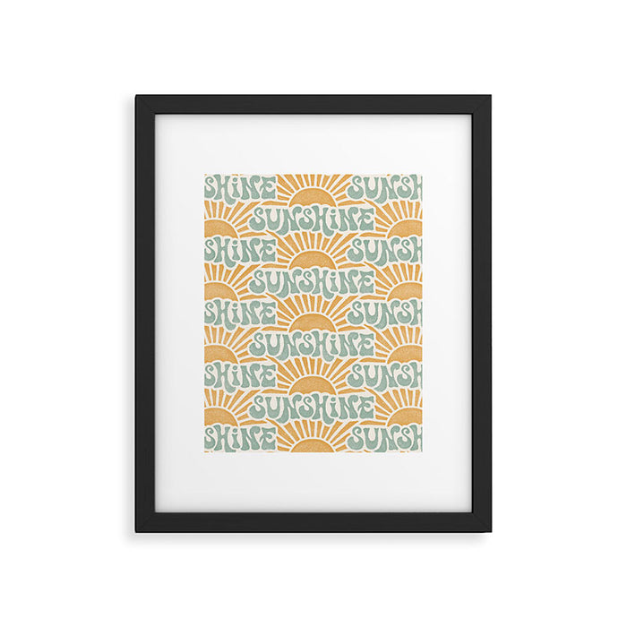 Sunshine - gold and sky blue Framed Art Print Gallery Image 1