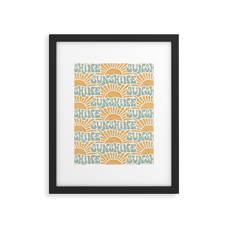 Sunshine - gold and sky blue Framed Art Print Gallery Image 6