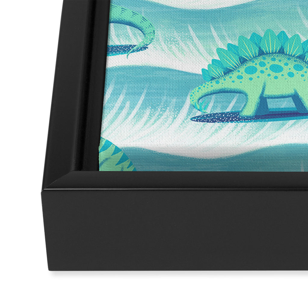Surfosaurus - Aqua  Framed Canvas Print Gallery Image 3