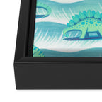 Surfosaurus - Aqua  Framed Canvas Print Gallery Image 3
