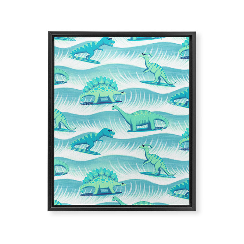 Surfosaurus - Aqua  Framed Canvas Print Gallery Image 8