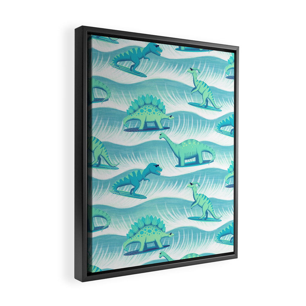 Surfosaurus - Aqua  Framed Canvas Print Gallery Image 2