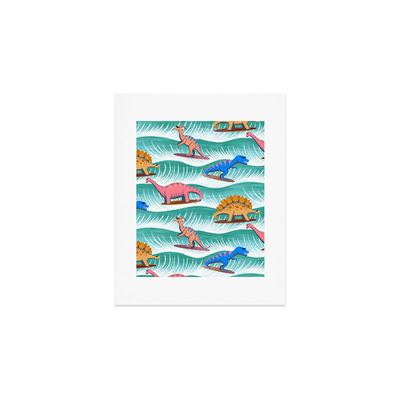 Surfosaurus - sea green  Art Print Gallery Image 1