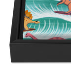 Surfosaurus - sea green  Framed Canvas Print Gallery Image 3