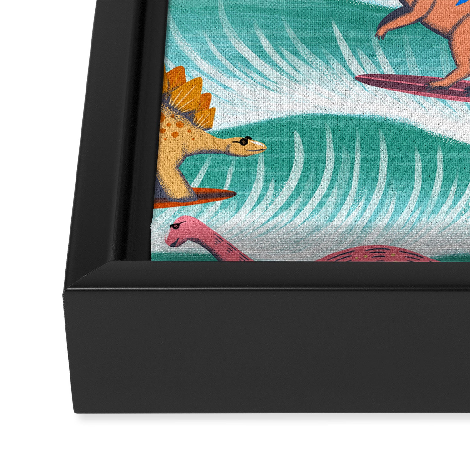 Surfosaurus - sea green  Framed Canvas Print Gallery Image 3