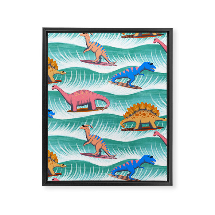 Surfosaurus - sea green  Framed Canvas Print Gallery Image 1