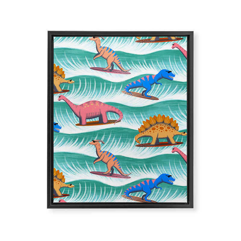 Surfosaurus - sea green  Framed Canvas Print Gallery Image 8