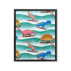 Surfosaurus - sea green  Framed Canvas Print Gallery Image 8