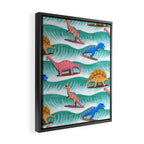 Surfosaurus - sea green  Framed Canvas Print Gallery Image 2
