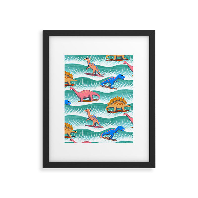 Surfosaurus - sea green  Framed Art Print Gallery Image 6