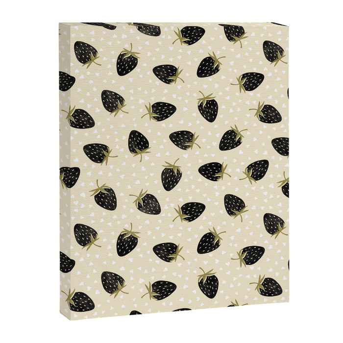 Sweet Strawberries - black, moss, cream, and white Canvas Print Gallery Image 1