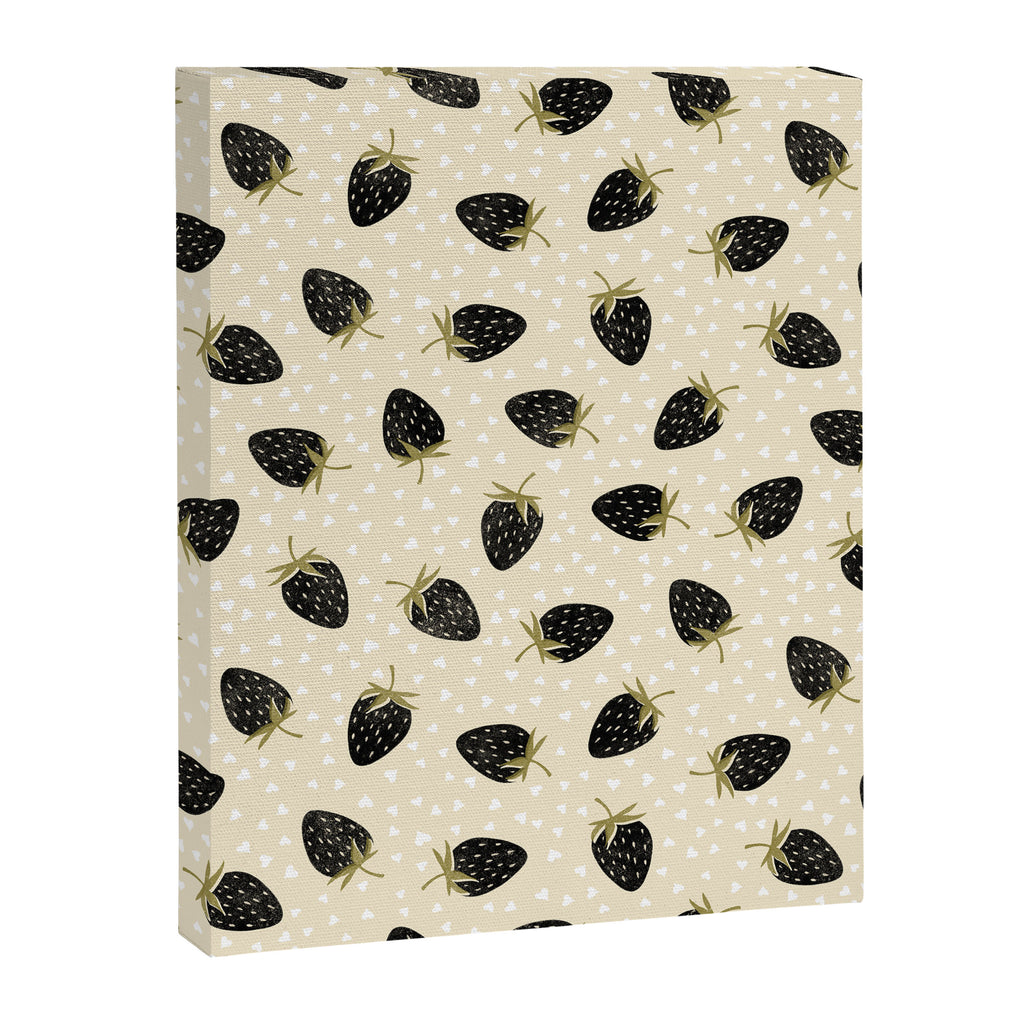 Sweet Strawberries - black, moss, cream, and white Canvas Print Gallery Image 8