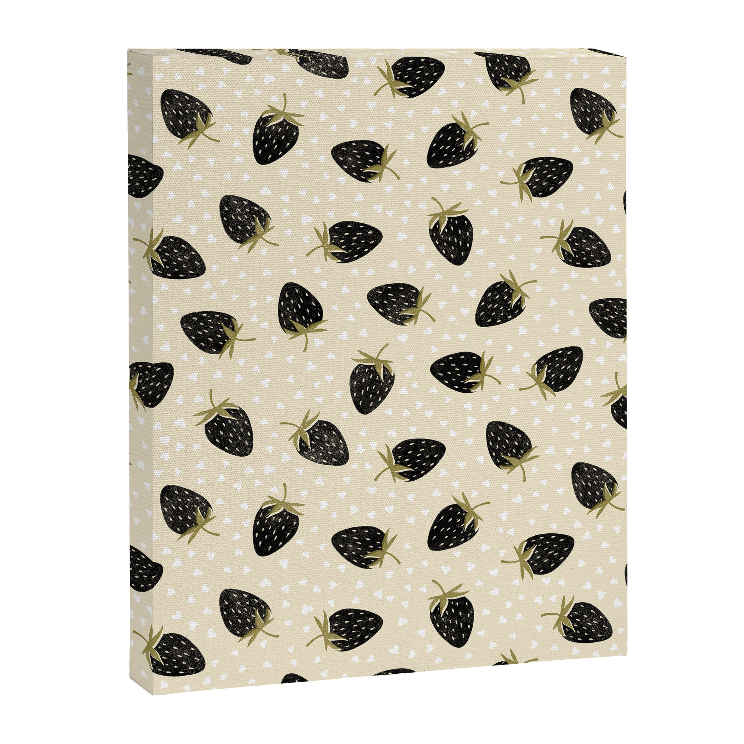 Sweet Strawberries - black, moss, cream, and white Canvas Print Gallery Image 8